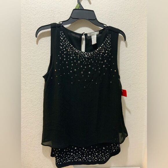 Design History L  Black Blouse with Silver Studs - Picture 1 of 8